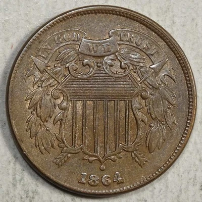 1864 Two Cent Piece, Large Motto, Choice Almost Uncirculated     0629-02 - Image 1 of 4