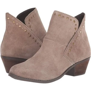 Me Too Suede Slip On Studded Ankle Bootie Womens 9W Tan Boho Western Hippie NWOT - Picture 1 of 8