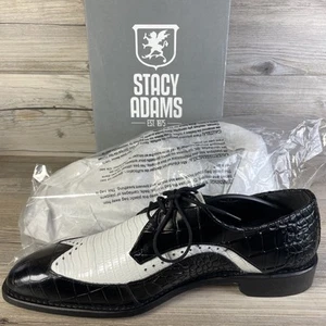 Stacy Adams Croc/Lizard Trading 25271 Dress Shoes Sz 10.5 Black White Worn Once - Picture 1 of 11