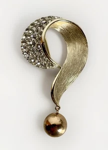 Vintage Lisner goldfarbene Strass Brosche, Fragezeichen?, 2-3/4" lang - Bild 1 von 14