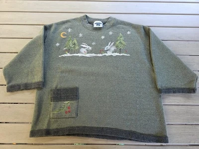 Винтажный Lee тяжелый женщин размер XL расписной праздник толстовка кролик лес - Изображение 1 из 4