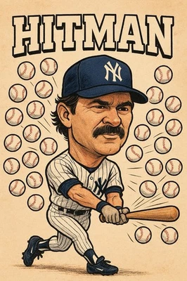 Don Mattingly Hitman Poster Art Print Metal Sign 12x8in Vintage Yankees Old pp - Image 1 of 4