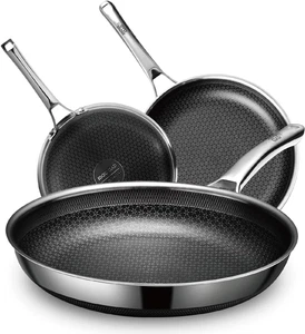 Hybrid Pans Set Nonstick 3 Piece, 8&10&12 Inch Nonstick Frying Pans Set, Dishwas - Picture 1 of 12