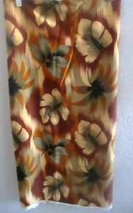 Big Piece Vintage Hawaiian Style Material Brown Green Gold Leaf Design 42"x 52" - Picture 1 of 3