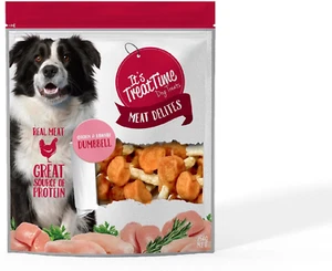 It'S Treat Time Meat Delights Chicken and Rawhide Dumbells Dog Treat, 250G, R... - Picture 1 of 12