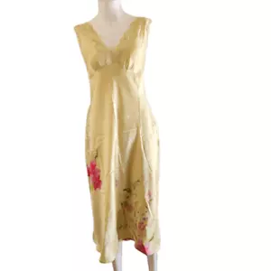 Camisón vintage Valerie Stevens M-L chartreuse verde con cuentas encaje floral - Imagen 1 de 6