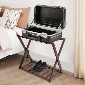 2 Stück Faltbarer Gepäck Koffer Gepäckträger Bambus Regal für Hotel Schlafzimmer Gästezimmer - Bild 1 von 20