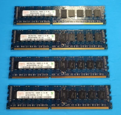 Hynix 16GB (4x4GB) 2Rx8 PC3L-10600R DDR3L-1333 Server ECC Registered RAM Memory - Image 1 of 2