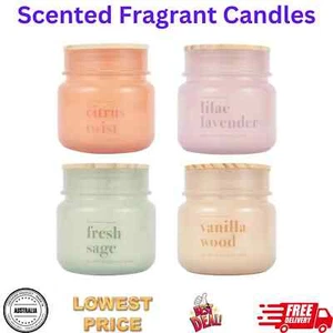 Scented Fragrant Candles in Jar Soy Wax Blend Salted Caramel Lilac Lavender Sage - Picture 1 of 40