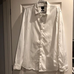 ARMANI WHITE SHIRT IN 100% COTTON, LONG SLEEVES, WOVEN LOGO, SIZE XL SLIM - Picture 1 of 8