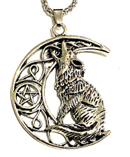 CELTIC WICCA MOON WOLF NECKLACE 50 x 40mm BETSEY JOHNSON "NEW" AUZ SELLER B123