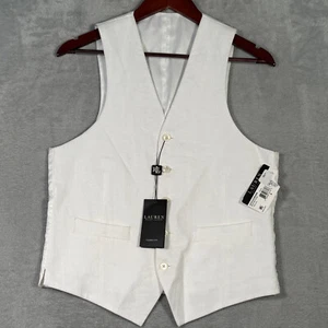 Lauren Ralph Lauren Vest Mens Small White Hitchcock Linen Suit - Picture 1 of 8