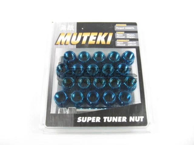 Tuercas afinadoras de rueda Muteki ligeras de extremo abierto cromadas azules 12x1,50 mm 20 un. Foto 1 de 2