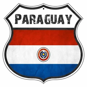 Letrero de metal de aluminio cueva hombre escudo carretera novedad bandera país paraguay - Imagen 1 de 1