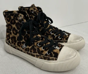 AllSaints Elena Animal Print Calf Hair High Top Sneakers Womens Shoes Size 7 M - Picture 1 of 24