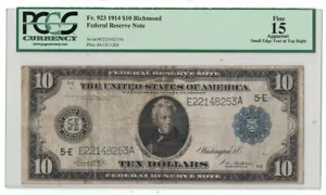 U.S. - Series of 1914 $10.00 Federal Reserve Note (PCGS Fine 15 Apparent) - Picture 1 of 2