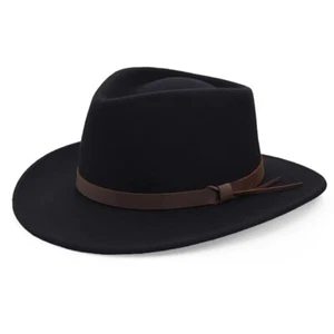 PREMIUM FEDORA Felt Hat Australian Cowboy Wide Brim Brimmed Felt Hat Crushable - Picture 1 of 5