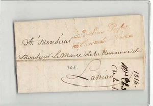 12973 REGNO D'ITALIA LE SOUS PREFET  DE TURIN X LAVRIAN LAVRIANO CON TESTO 1814 - Picture 1 of 2