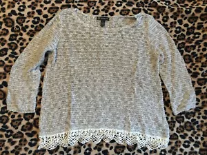 INC Pullover Damen M grau Spitzenrand - Bild 1 von 4