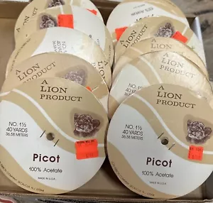 Lot 10 Spool LION Product Picot 100% Acetate Craft 1/2” wide Ribbon- - Picture 1 of 7