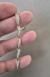 Beautiful designer Aurafin 10k yellow gold CZ tennis bracelet 9 grams - Picture 1 of 13