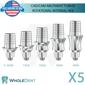 5x Ti-Base CAD/CAM Rotational Abutment Titanium Dental Int Hex System 2.42mm - Picture 1 of 7