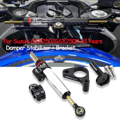 For Suzuki GSX250R ALL YEARS Titanium Front Steering Damper Stabilizer + Bracket - Image 1 of 4