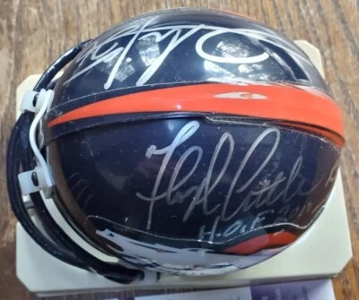Autographed Broncos Floyd Little Portis Randy Gradishar Football Mini Helmet JSA - Image 1 of 4