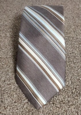 Corbata de poliéster Ketch marrón a rayas 56"L 3"W Foto 1 de 4