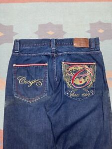 Vintage y2k baggy jeans coogi embroidered wide leg hip hop skater 36x33
