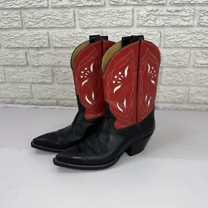Rocketbuster Pee Wee Cowboystiefel Damengröße 5 schwarz rot eingelegt gebraucht, in einwandfreiem Zustand - Bild 1 von 11
