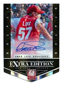 2012 ELITE OMAR LUIS RODRIGUEZ RC BLACK STATUS AUTO AUTOGRAPH NY YANKEES #1/1