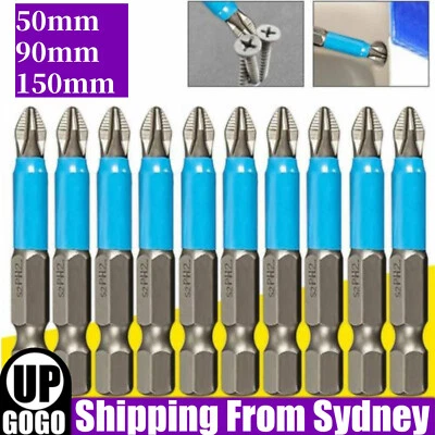 10PCS Magnetic Phillips Head impact Driver Bit PH2 Screw bits 150/ 90/50mm AUS - image 1 of 4