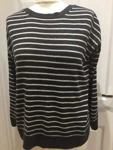 The White Company White Label UK 6 Striped Grey White Wool Blend Sweater Jumper - Picture 1 of 10
