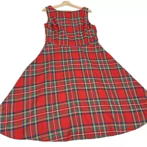 Tartan Valansea Red Dress A Line Vintage Rare Stunning flattering XL (12-14) - Picture 1 of 20