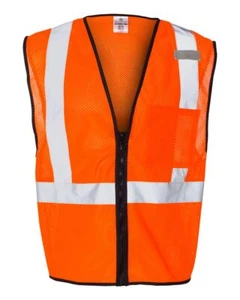 🔥 Kishigo Single Pocket Zipper Mesh Class 2 Vest Safety Up To XL 1519-1520 - Picture 1 of 7