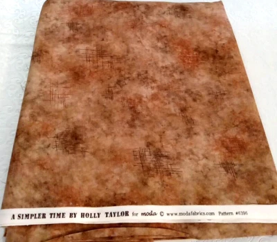 A Simpler Time 6396 Holly Taylor Moda Cotton Fabric Brown Orange Abstract  BTY - Image 1 of 2