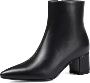 Women's Ankle Boots Pointed Toe Chunky Block Heel Short Boots for Women Low Heel - Picture 1 of 6