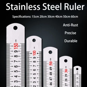 Double Side Metal Ruler Stainless Steel 15 20 30 40 50 60cm Engineers Rule - Picture 1 of 13