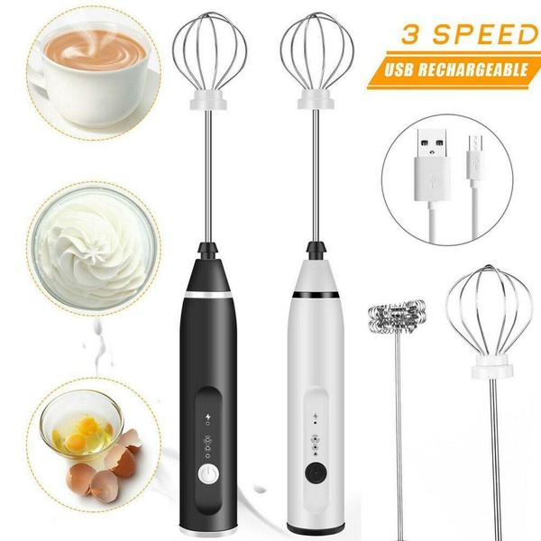Handheld 3 Gear Adjustable Milk Frother Rechargeable Foam Maker Electric Whisk Photo Related