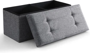 Storage Ottoman Bench Foldable Seat Footrest Shoe Bench End of Bed Storage with - Picture 1 of 9