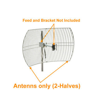 2-Halves Parabolic Grid Antenna Replacement 2.4GHz/5GHz 24dBi WiFi Antenna