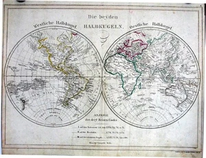 Antique map, T. Mollo, Die beyden halbkugeln - Picture 1 of 1