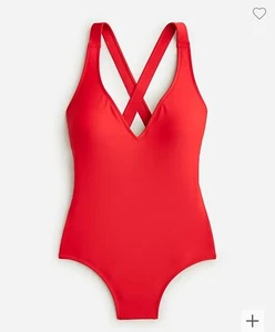 J. Crew Nuovo con etichette Alto Supporto Cross-Back Pezzo Unico - Rosso Veneziano - Taglia 4 - Foto 1 di 4