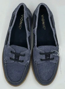 New Woman's Boat Shoes VIONIC Bay Dark Denim Suede - Picture 1 of 14