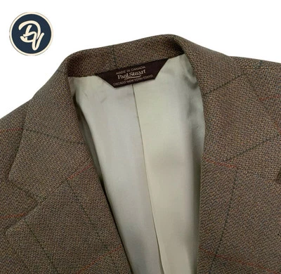 VTG  42 R  Paul Stuart Brown Knit 100 % Camel Hair Windowpane Blazer - Image 1 of 4