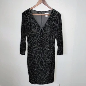 Cache Y2K Damenkleid Samt mit Schmucksteinen 12 schwarz durchsichtig Goth Cocktail Party - Bild 1 von 14