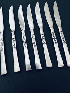 Vintage Edelstahl Set 7 Tafelmesser Ekco Eterna Japan Besteck Cantina  - Bild 1 von 8