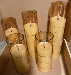 Candele senza fiamma led vortice oro con piccole luci fatate set di 5 nuove - Foto 1 di 6