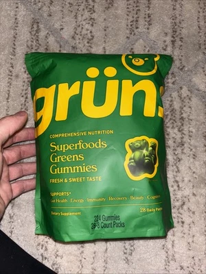 Gruns No Sugar - SuperFoods Greens Gummies, sabor dulce - 240 gomitas paquete de 30 Foto 1 de 2